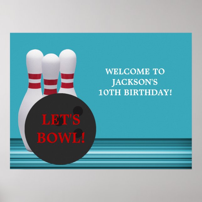 Bowling Birthday Party Poster (Front)