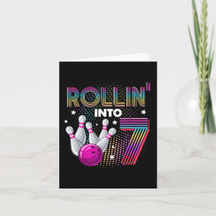 Bowling Birthday Party Rollin Into 7 7th Birthday Card