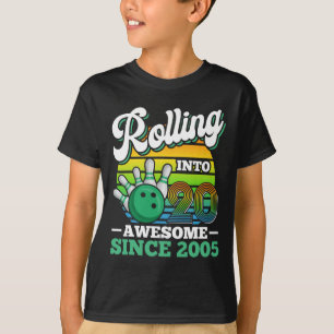 Bowling Birthday Party Rolling Into 20 Years 20th  T-Shirt