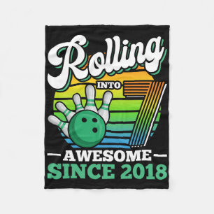 Bowling Birthday Party Rolling Into 7 Years Boy 7t Fleece Blanket