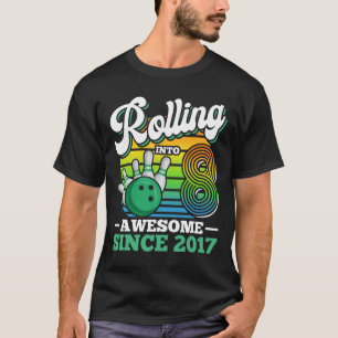 Bowling Birthday Party Rolling Into 8 Years Boy 8t T-Shirt