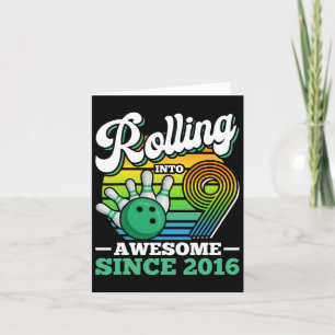 Bowling Birthday Party Rolling Into 9 Years Boy 9t Card