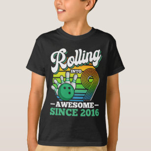 Bowling Birthday Party Rolling Into 9 Years Boy 9t T-Shirt