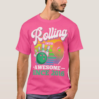 Bowling Birthday Party Rolling Into 9 Years Boy 9T T-Shirt