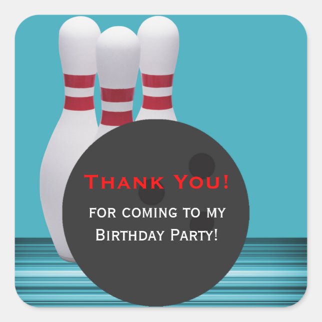 Bowling Birthday Party Sticker (Front)