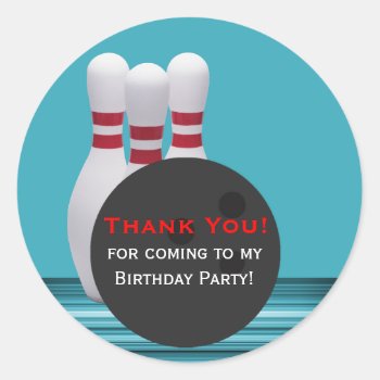Bowling Birthday Party Sticker by SpecialOccasionCards at Zazzle