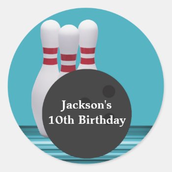 Bowling Birthday Party Sticker by SpecialOccasionCards at Zazzle