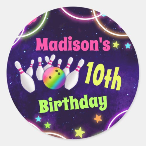 Bowling Birthday Party Stickers Round or Square