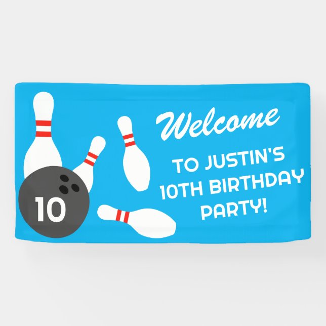 Bowling Birthday party template welcome banner (Horizontal)