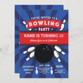 Bowling Birthday Party Tenpin Lucky Strike Invite (Front/Back)
