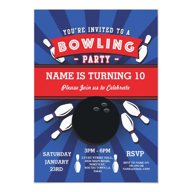 Bowling Birthday Party Tenpin Lucky Strike Invite