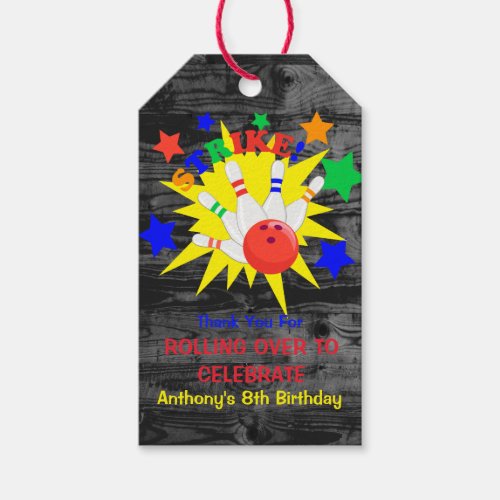 Bowling Birthday Party Thank You  Gift Tags