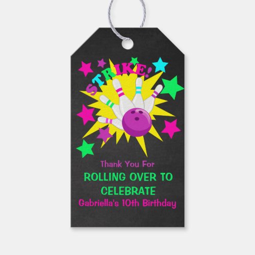 Bowling Birthday Party Thank You  Gift Tags