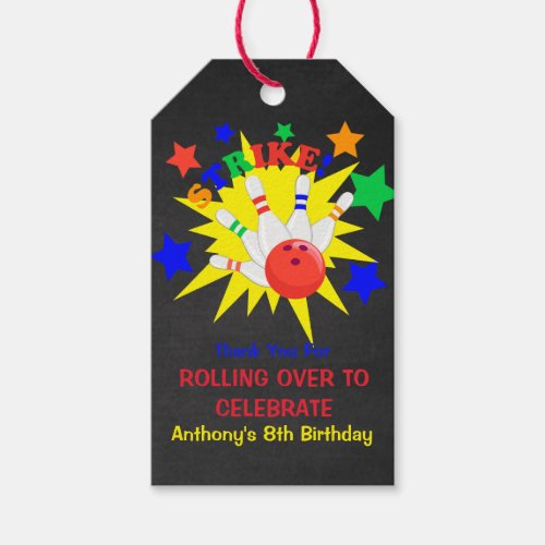 Bowling Birthday Party Thank You  Gift Tags