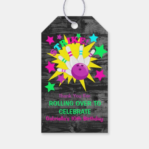 Bowling Birthday Party Thank You  Gift Tags