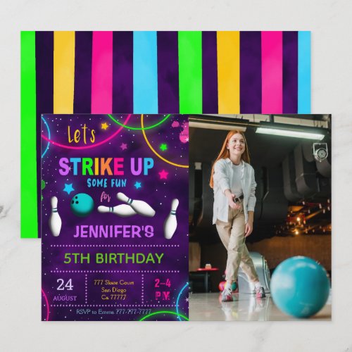 Bowling Birthday Photo Invitation