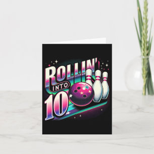 Bowling Birthday Rollin Into 10 Party 10th Bday Re Card