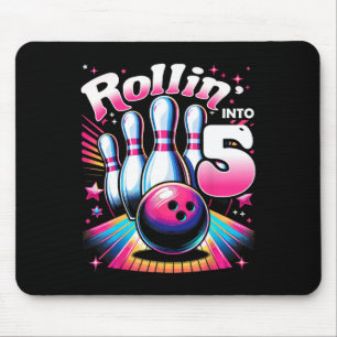 Bowling Birthday Rollin Into 5 Party 5th Birthday Mouse Pad