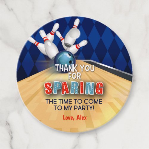 Bowling Birthday Round Favor Tag _ Boy Sparing