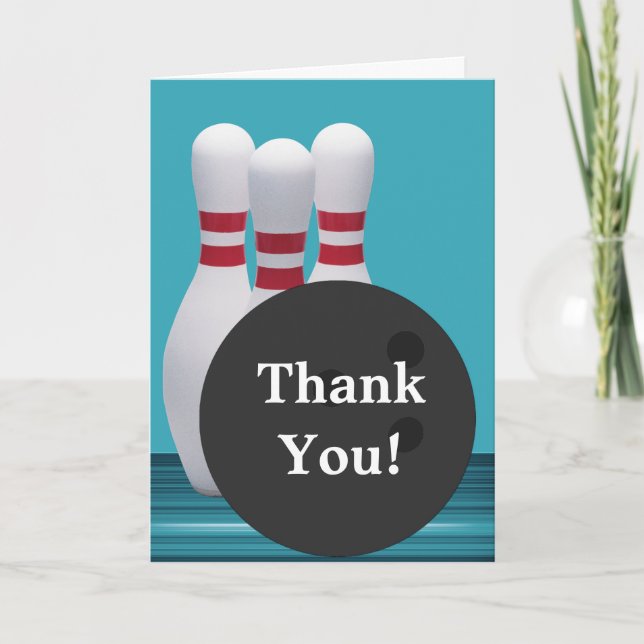 Bowling Birthday Thank You Card (Front)