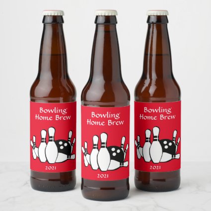 Bowling Black Red and White Beer Label
