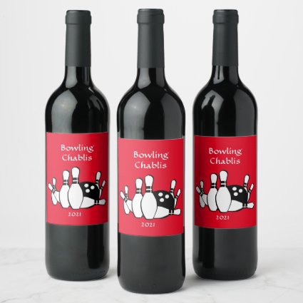 Bowling Black Red and White Wine Label