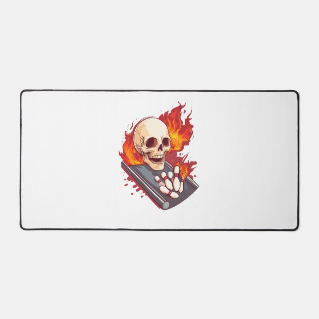 Bowling Bones – Funny Sports Skull Desk Mat (Front)