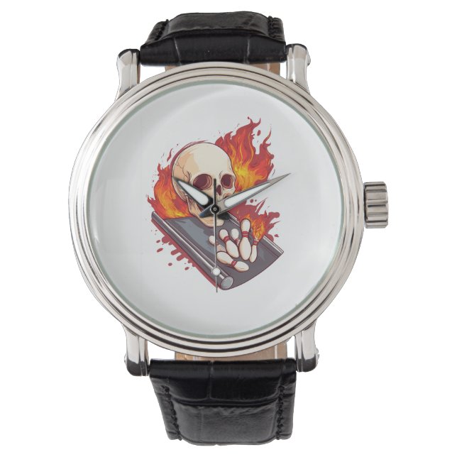 Bowling Bones � Funny Sports Skull Watch (Front)