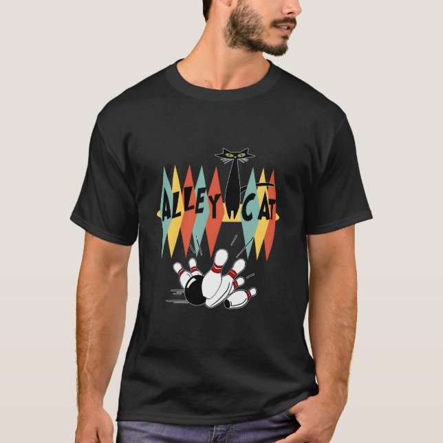 Bowling Bowler Alley Cat T-Shirt (Front)
