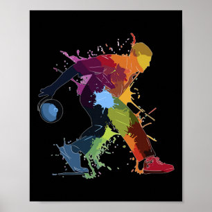 Bowling Bowler Paint Splash Poster