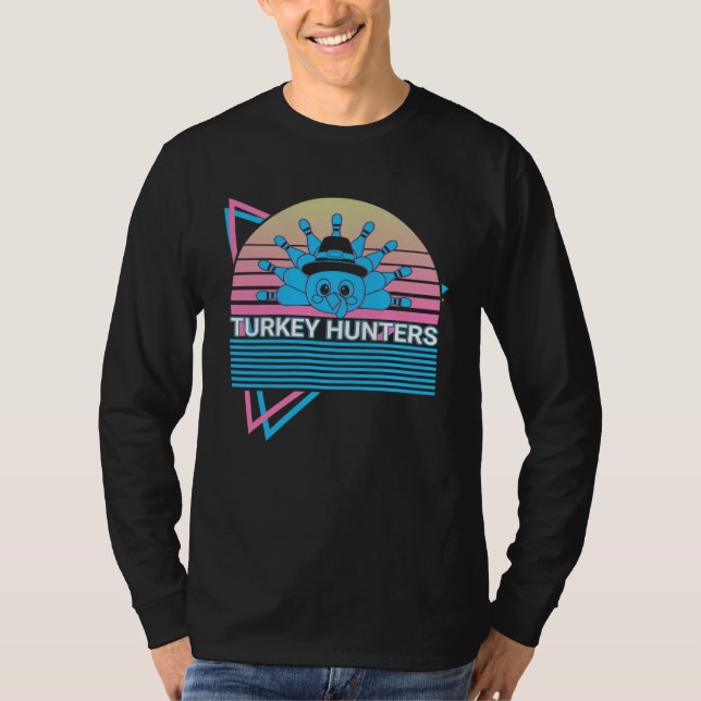 Bowling Bowler Retro Turkey Hunters T-Shirt (Front)