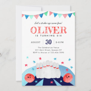 Bowling Boy Birthday Party Strike Up Some Fun Invitation