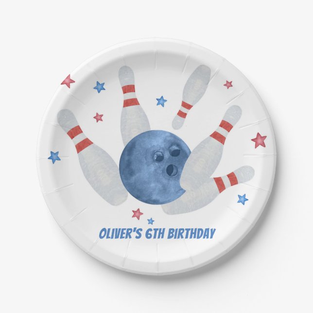 Bowling Boy Birthday Strike Up Some Fun Paper Plates (Front)