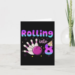 Bowling Boy Girl Birthday Rolling Into 8 Funny 8th Card