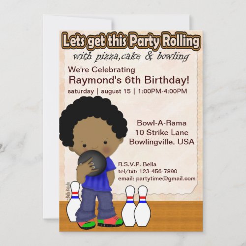 Bowling Boy Party Invite