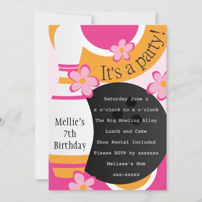 Bowling Brightly Invitation (Front)