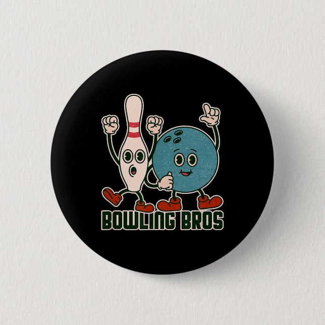 Bowling Bros Team League Alley Byll Bowler - Bowli Button (Front)