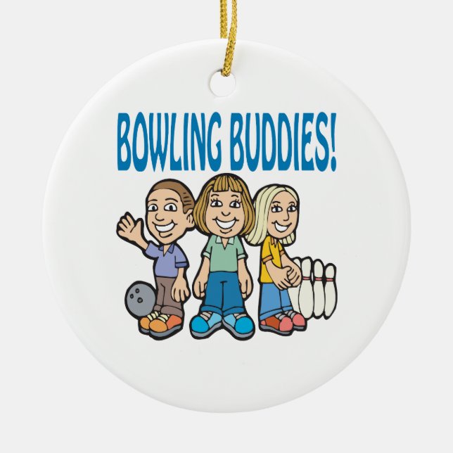Bowling Buddies Ceramic Ornament (Front)