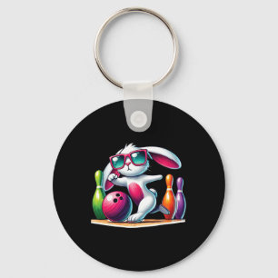 Bowling Byll And Pins Bunny Ear Egg Hunting Easter Keychain