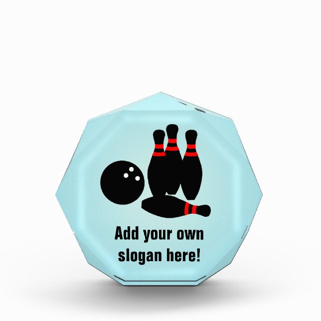Bowling Champ - Pins and Ball - Just Add Your Text Acrylic Award (Front)