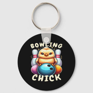 Bowling Chick-en Ten Pin Funny Women's Bowling Keychain