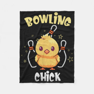 Bowling Chick Funny Chicken Athlete Bowler Men Wom Fleece Blanket