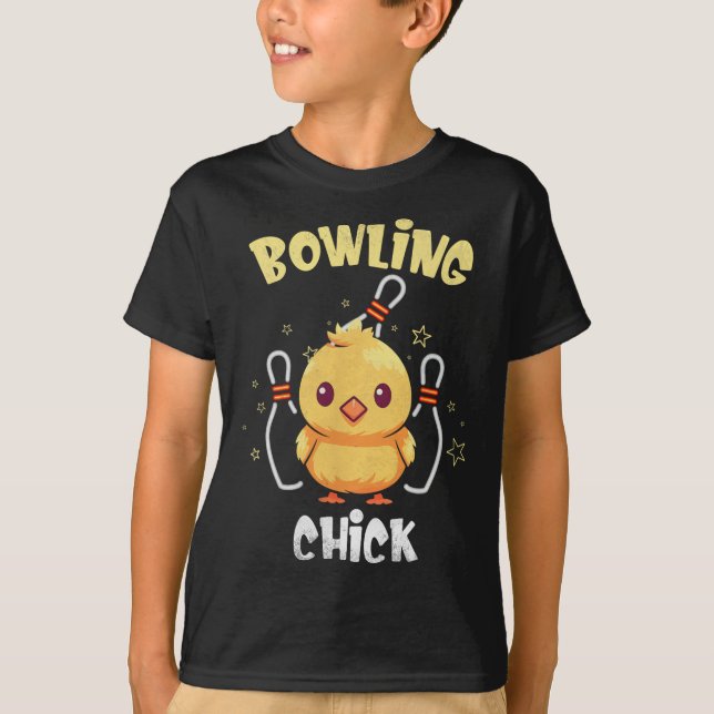 Bowling Chick Funny Chicken Athlete Bowler Men Wom T-Shirt (Front)