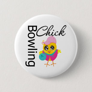 Bowling Chick Pinback Button