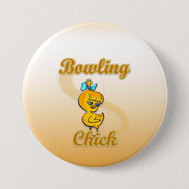 Bowling Chick Pinback Button (Front)