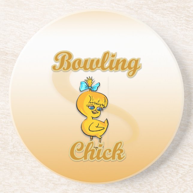 Bowling Chick Sandstone Coaster (Front)