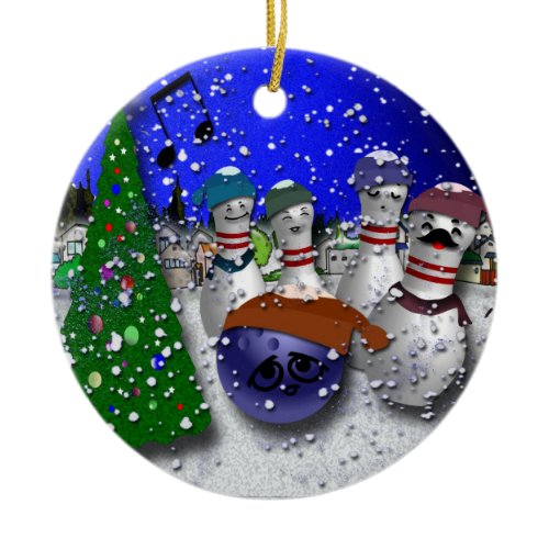 Bowling Christmas Carol Ceramic Ornament