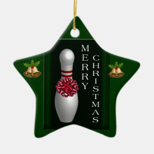 Bowling Christmas Ceramic Ornament