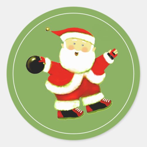 Bowling Christmas Holiday Classic Round Sticker