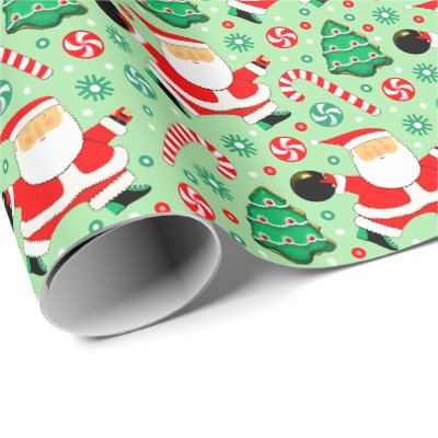 Bowling Christmas Holiday Gift Wrapping Paper